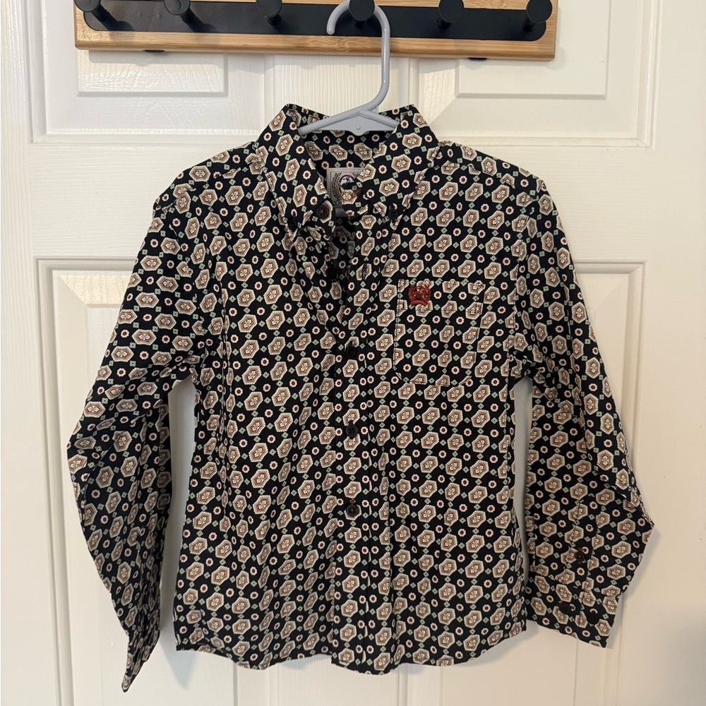 Cinch Kids Black and White Patterned Button Down Shirt
